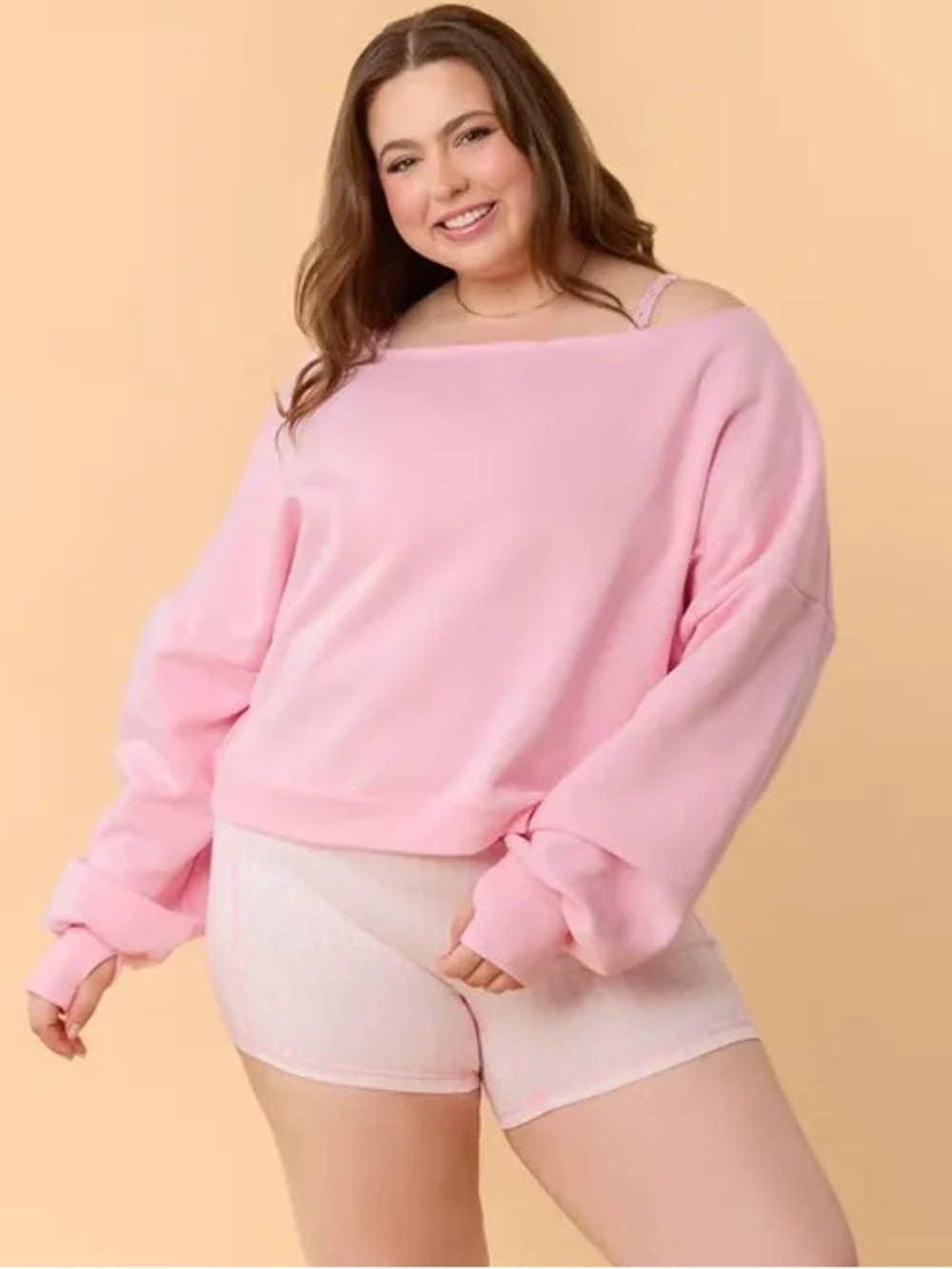 NWT Blogilates Women's Dance Studio Off the Shoulder Sweatshirt, 1X - Pink